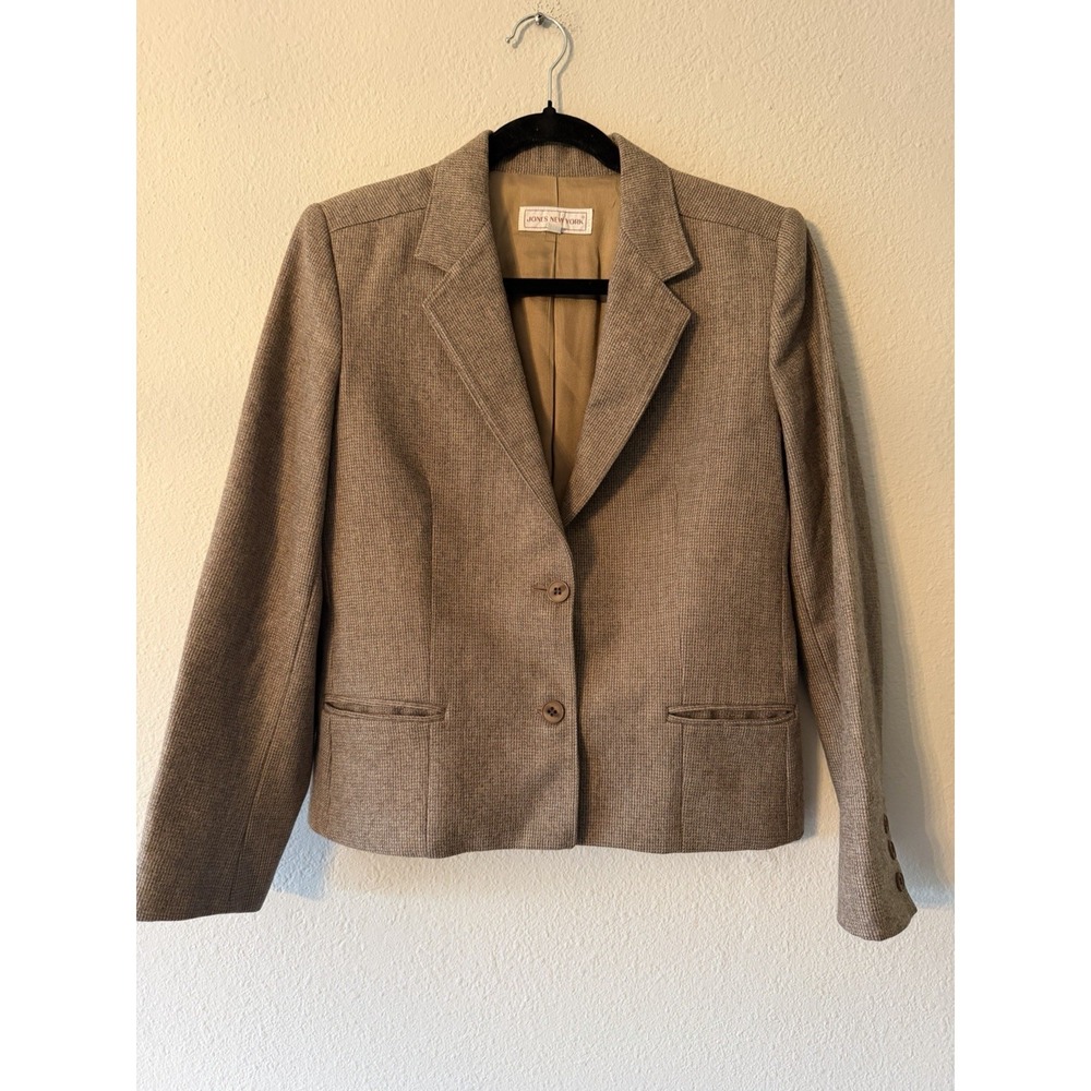 Jones New York VTG Women's Brown Blazer 2 Button Lined Polyester Rayon SZ 10